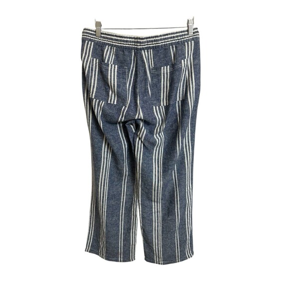 Old Navy Linen Blend Pants Women's M Blue & White Striped Beachy Wide Leg - Picture 3 of 7